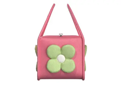 Pink Leather Flower Box Bag 3D model