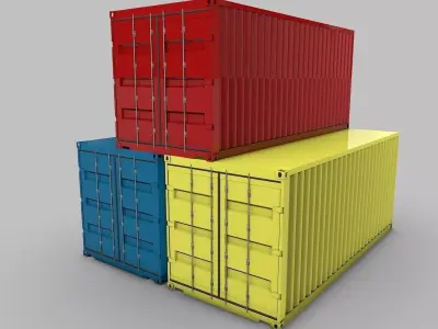 Cargo-Container three colorful shipping containers 3D model