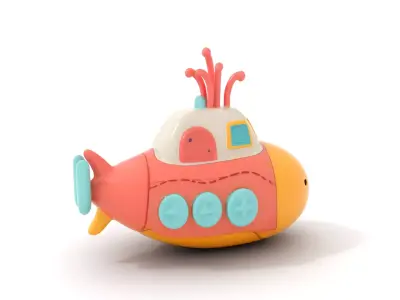 Colorful Submarine Toy model pack Low-poly 3D model