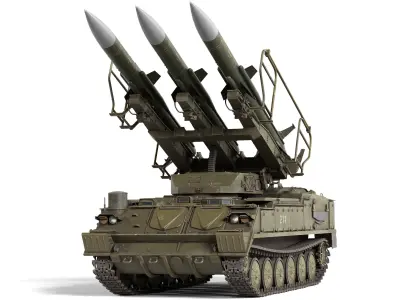 2K12 Kub Missile system Low-poly 3D model