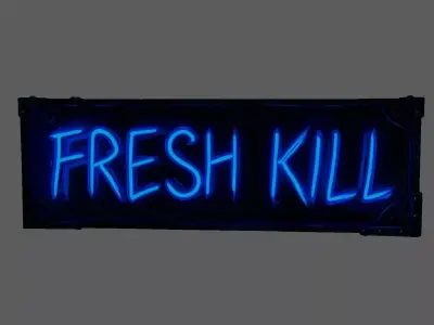 Stylized Neon Signboard - Fresh Kill Horror  Cyberpunk Sign 3D model