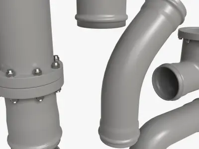 Plastic Pipes with Fittings Set 3D model