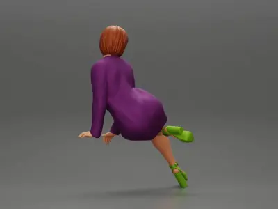 Attractive girl sitting on the car in heels a fashionable dress 3D print model
