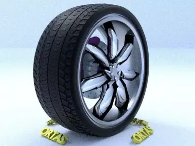 ORTAS CAR RIM 61 GAME READY RIM TIRE AND DISC 3D model