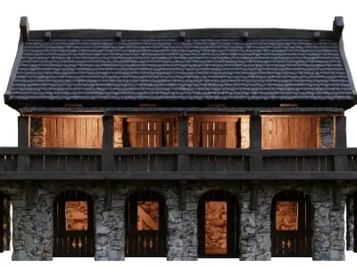 Old Medieval Building House 4K Textures GameReady 42 Low-poly 3D model