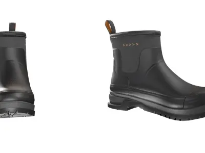 Black Short Rubber Boots 3D model