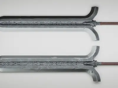 Stylized broad sword Free low-poly 3D model