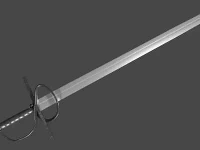 Caroling sword with Flamberge handle Low-poly 3D model