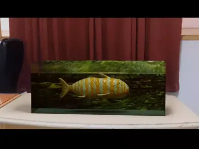 Fish low poly in aquarium at night Low-poly 3D model