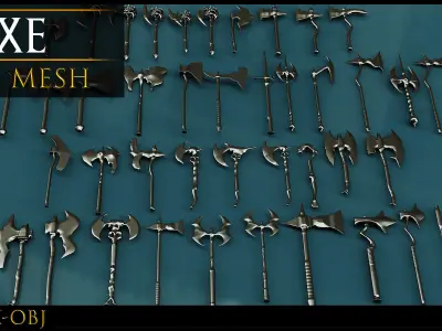 41 Models Of Weapons - Cold Weapons-Axe Base Mesh - 3D -Vol 12 Low-poly 3D model