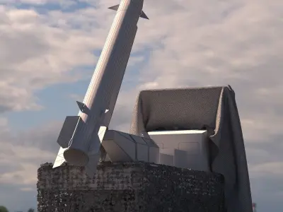 Missile Khalij Fars and Missile launch pad 3D model