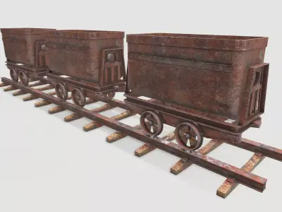 Mine Wagon 8 Low-poly 3D model