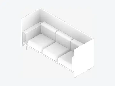 Sofa - Contemporary - Flame - Armrest Shelf - Left Low-poly 3D model