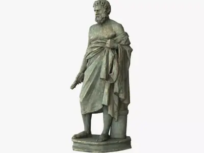 Greek Man Statue - Bronze Low-poly 3D model