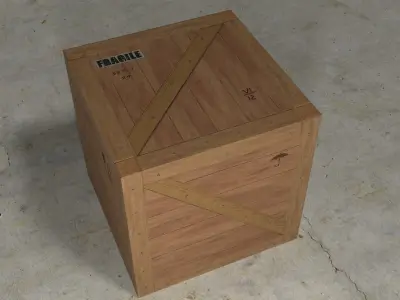 low poly 1 wooden box Low-poly 3D model