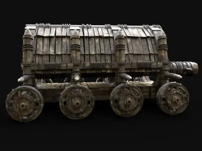 BATTERING RAM MEDIEVAL WAR MACHINE SIEGE ENGINE TANK AAA Low-poly 3D model