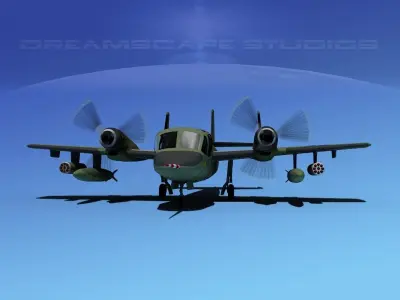 Grumman OV-1D Mohawk V12 3D model