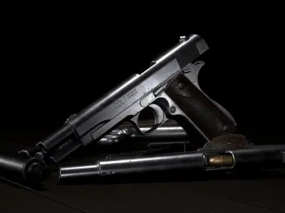 Colt 1911 Low-poly 3D model 2