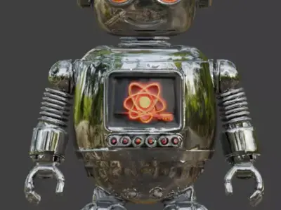 Vintage Chrome Atompunk Social Droid 3D Model Low-poly 3D model