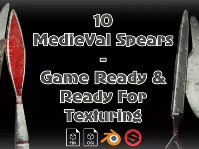 10 MedieVal Spears - LowPoly And Game Ready Ready For Texturing Low-poly 3D model