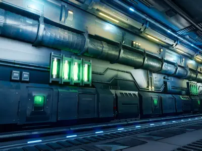 Cyberpunk Sci-Fi Passage Environment Low-poly 3D model