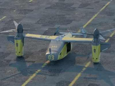 TiltRotorAircraft military aircraft with propellers 3D model