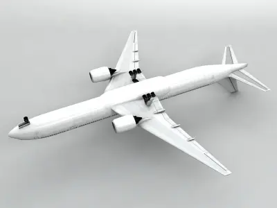 Boeing 777-300 Airliner - Generic White Low-poly 3D model