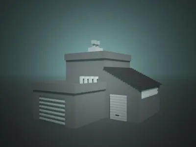 Factory Voxel  Low-poly 3D model