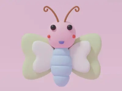 Cartoon Cute Butterfly 3 3D model