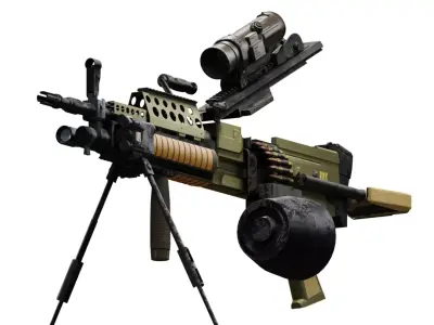 Tactical Light Machine Gun LMG Low-poly 3D model