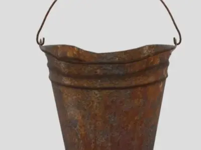 Rusty metal lowpoly bucket Low-poly 3D model
