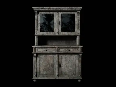 Old worn kitchen cabinet Low poly 3d Model Low-poly 3D model