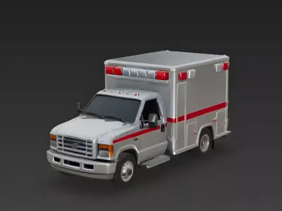 Modern American Box-Type Ambulance 3D Model Low-poly 3D model