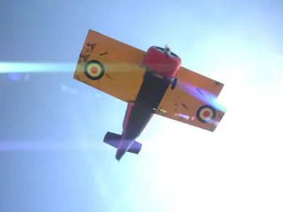 PBR Low poly  cartoon WW1 Biplane Low-poly 3D model