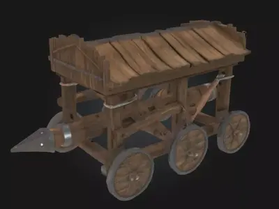 Battering Ram Cart  Siege Engine of Medieval Might 3D model