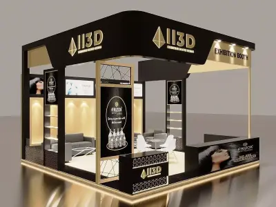 Exhibition Stand Stall Three Side Open 6X6 3D model