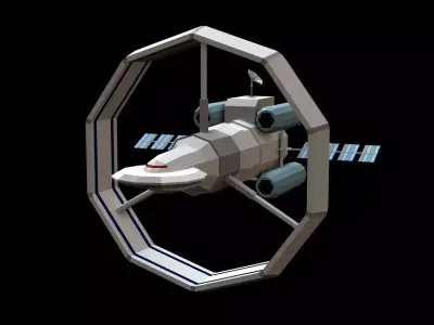 Spaceship orbital Low-poly 3D model