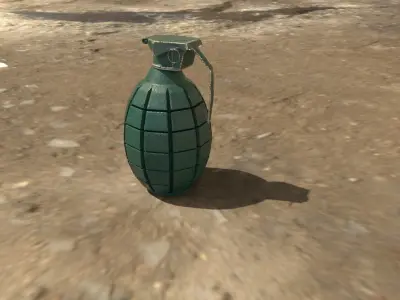 Grenade Low-poly 3D model with MAYA and SUBSTANCE PAINTER files Low-poly 3D model