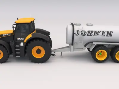 JCB Fastrac 8310 with Joskin Tanker Trailer 3D model