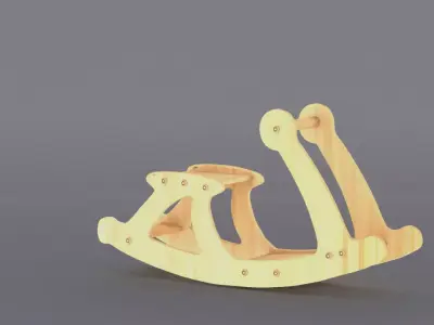 kiddy moon wooden Rocker  Low-poly 3D model