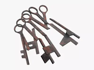 Medieval Key Metal Scrap V02 Low-poly 3D model