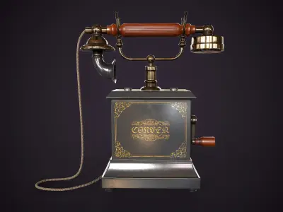 Old vintage telephone Low-poly 3D model