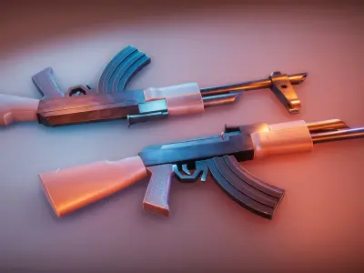 Stylized AK47 Low-poly 3D model