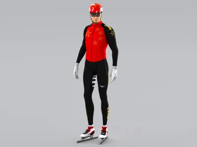 Speed Skater Short Track Animated HQ 002 3D model