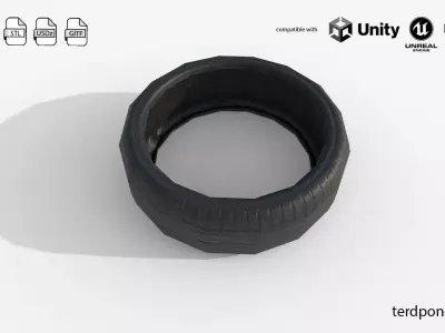 Low Poly Car Tire - Game Ready PBR Low-poly 3D model