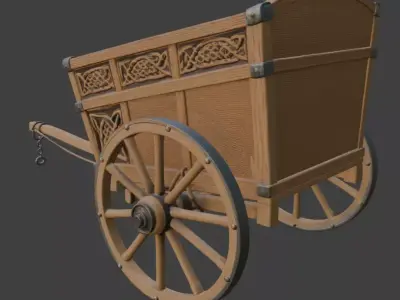 Ornate Wooden Carriage 3D Model 3D model buy