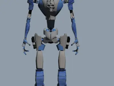 Robot humanoid with skull 3D model