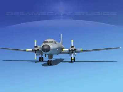 Convair CV-580 Bare Metal Cargo 3D model