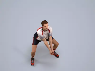 00560Jason003 - Adult Caucasian man crouching during exercise 3D model