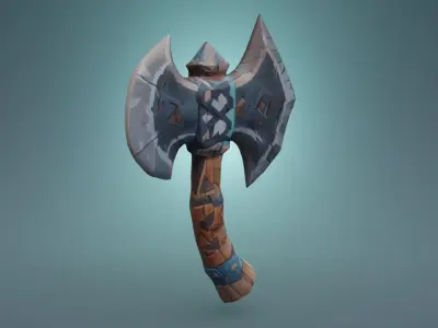 A Metal and Wood Axe Adventure Game Asset Free low-poly 3D model